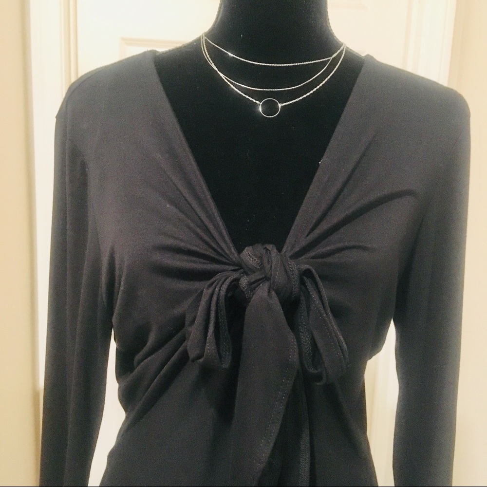 NWOT Knit Tie-Front Ruffle Trim Top - Picture 2 of 4